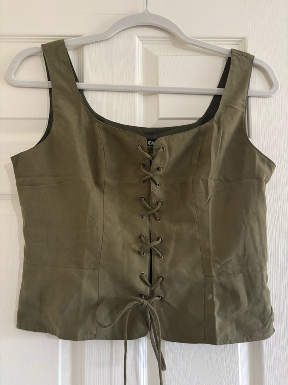 Olive Lace-Up Tank Cami